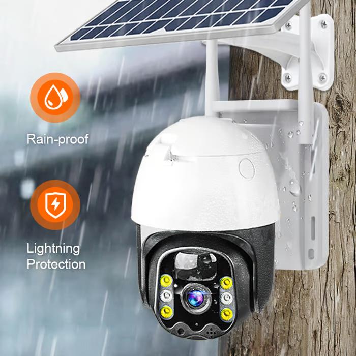 Dual Lens 4G Sim Card 360 Rotating Camera Solar Panel Outdoor Low Powered Cam Color Night Vision PIR Alarm 2 Way Audio Solar Camera