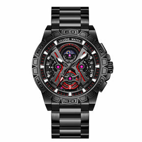 Luxury Brand Creative Big Dial Hollow Skeleton Tourbillion Winder Mechanical Watches For Men Black